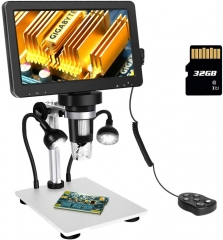 7 inch LCD Digital Microscope with 32GB TF Card 50-1200X Maginfication 1080P USB Video Microscope Camera with Wired Remote for Circuit Board Soldering PCB Kids Coin Microscope